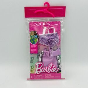 Barbie Fashion Pack Kids OS Purple New Two-Piece Skirt Set with Purse HRH37